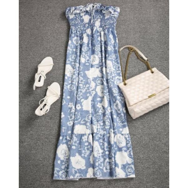 Elegant Print Sleeveless Maxi Dress